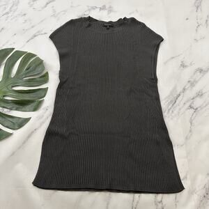 Rag & Bone Womens Sweater Knit Tunic Mini Dress Size M Dark Gray Ribbed